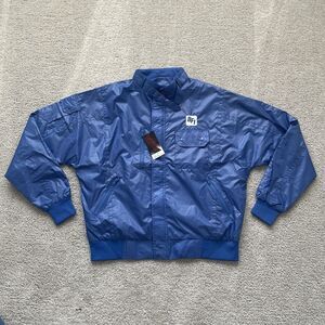 New Vintage 80s Upstream Racing Division Moto Bomber Jacket Blue Nylon Men's XL